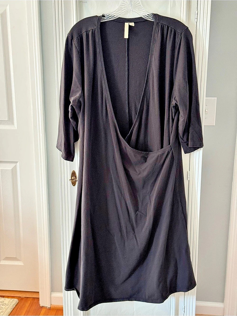 J Jill Pure Jill Black Faux Wrap Midi Dress Size 2X
